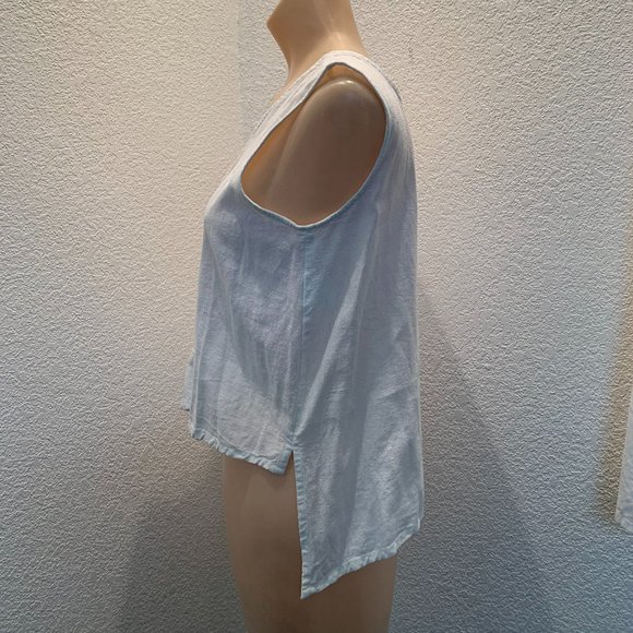 2 piece sleeveless skirt set white linen sz small - Picture 5 of 13
